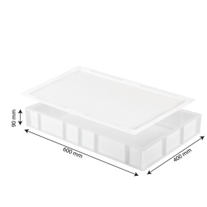 Lot bac à pâtons 600 x 400 x 90 mm 15L + couvercle - blanc - Gilac