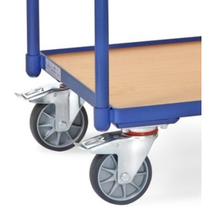 Servante 300 kg avec 2 plateaux en mélaminé et barre de poussée verticale - Fetra