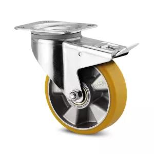 Roulette pivotante 160mm - 350kg - Bandage polyuréthane - Tente