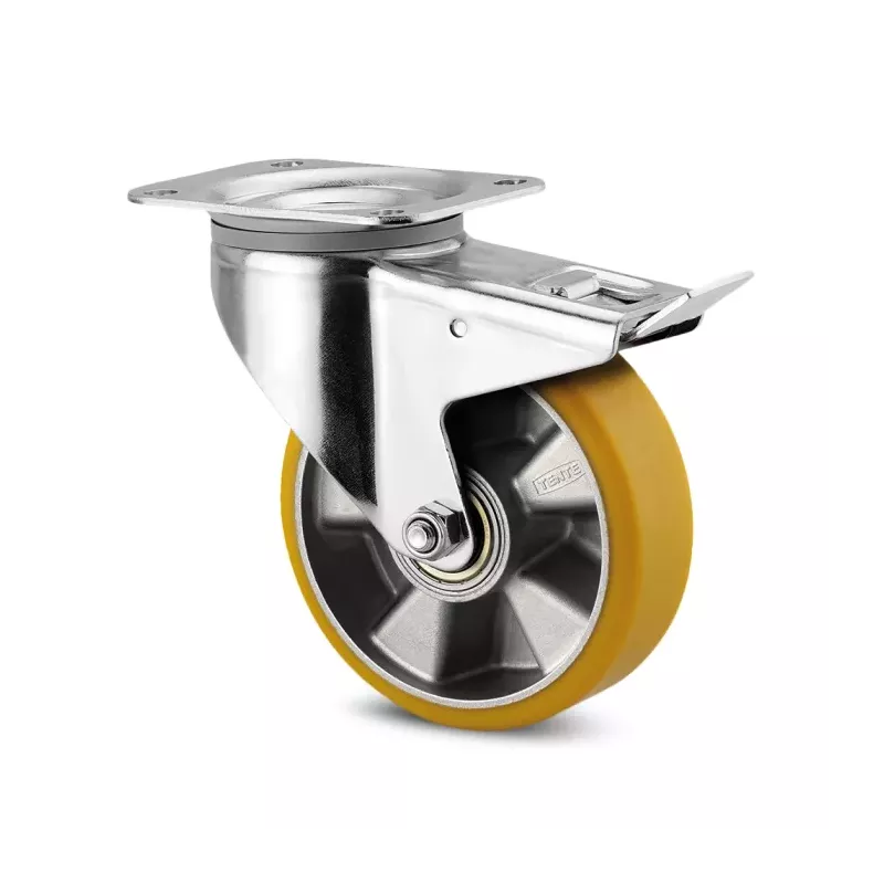 Roulette pivotante 160mm - 350kg - Bandage polyuréthane - Tente