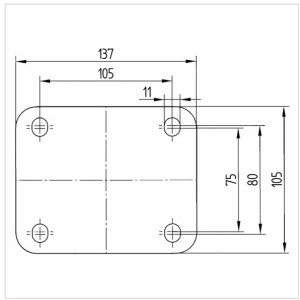 Roulette pivotante 160mm - 350kg - Bandage polyuréthane - Tente