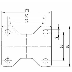 Roulette fixe 100 mm avec platine capacité 250 kg - TENTE