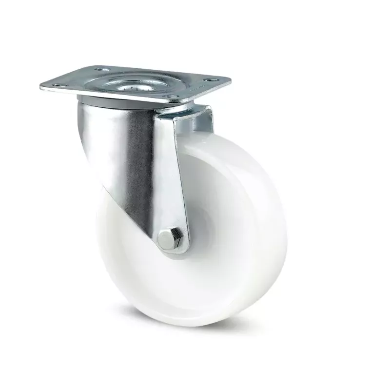 Roulette pivotante 160mm en acier et polyamide avec platine - Tente