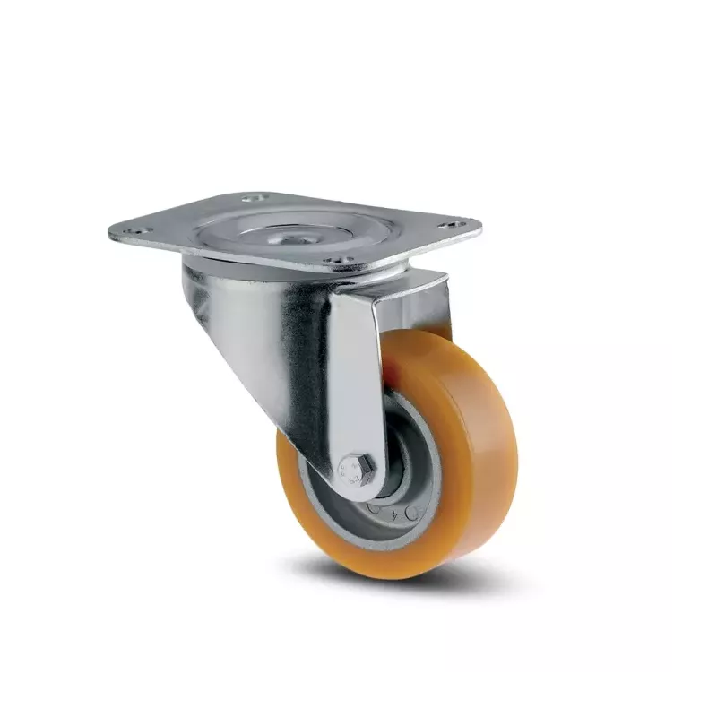 Roulette pivotante 100mm en acier et polyuréthane avec platine 250kg - TENTE