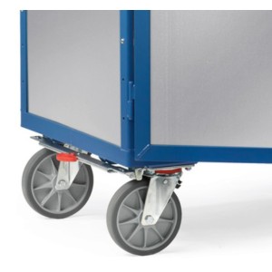 Chariot fermé avec tôle d'acier zinguée - Porte à double battant avec serrure à cylindre