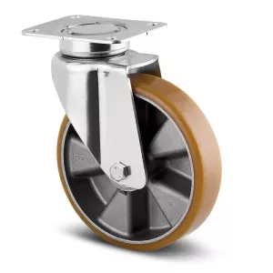 Roulette pivotante 160mm en acier et polyuréthane avec platine 600kg - TENTE