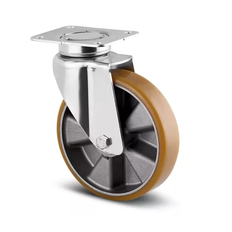 Roulette pivotante 160mm en acier et polyuréthane avec platine 600kg - TENTE