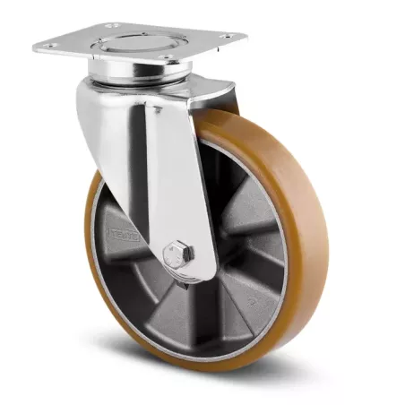 Roulette pivotante 160mm en acier et polyuréthane avec platine 600kg - TENTE