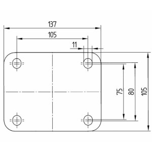 Roulette pivotante 160mm en acier et polyuréthane avec platine 600kg - TENTE
