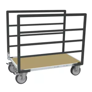 Chariot modulaire tube 2 ridelles plateau bois roues rectangle 500 kg - FIMM