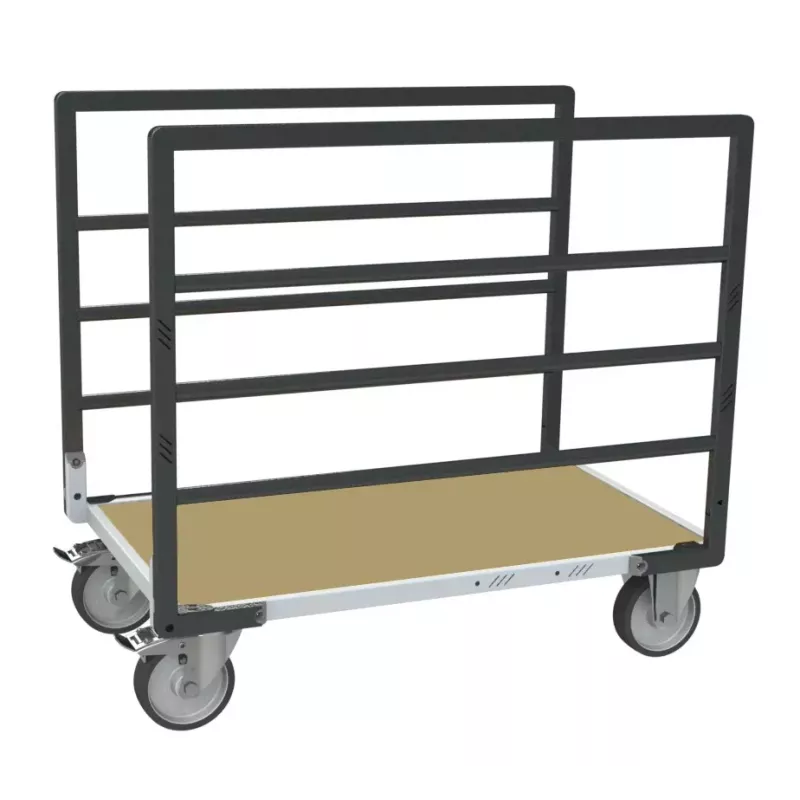 Chariot modulaire tube 2 ridelles plateau bois roues rectangle 500 kg - FIMM