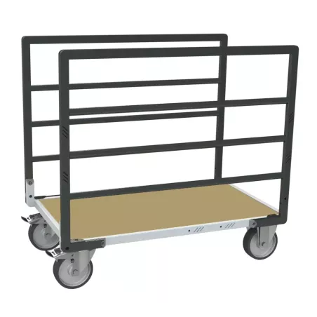 Chariot modulaire tube 2 ridelles plateau bois roues rectangle 500 kg - FIMM