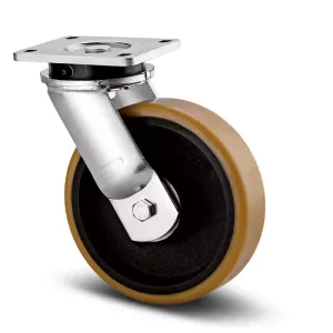 Roulette pivotante 200mm en acier 1000kg Mécano-soudé et polyuréthane avec platine - TENTE