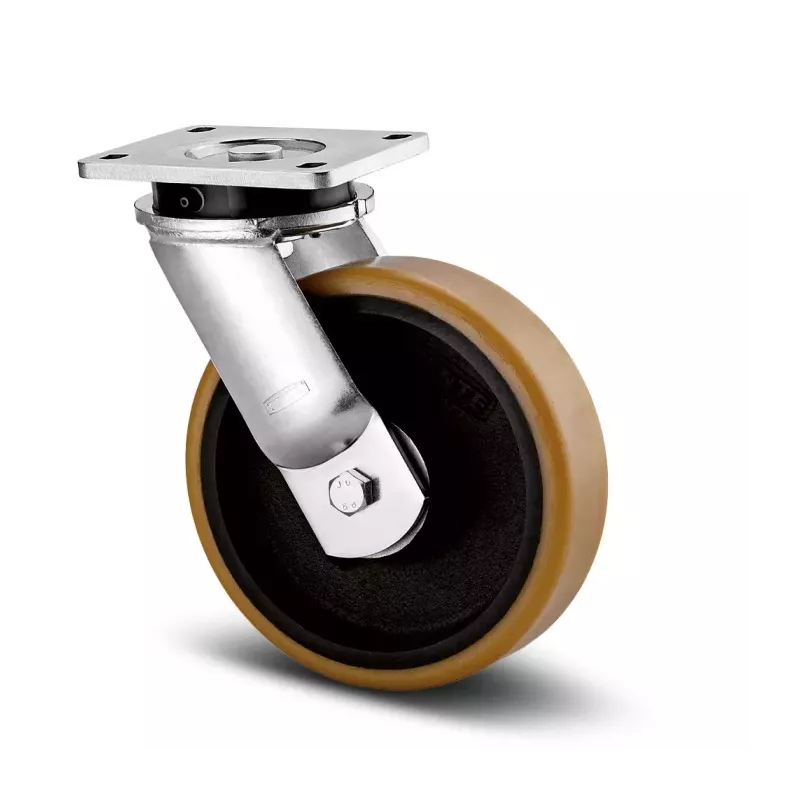 Roulette pivotante 200mm en acier 1000kg Mécano-soudé et polyuréthane avec platine - TENTE