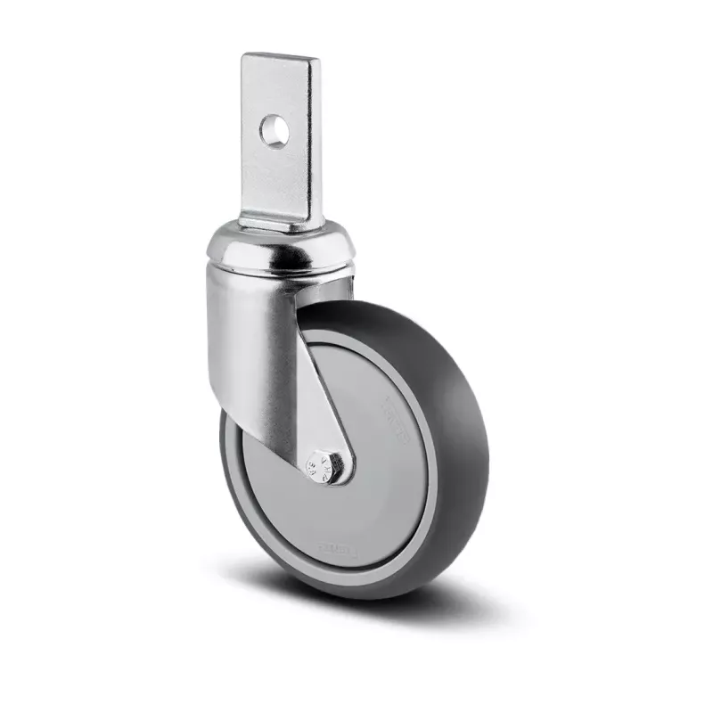 Roulette pivotante 125mm pour les chariots libre-service avec patte verticale - TENTE