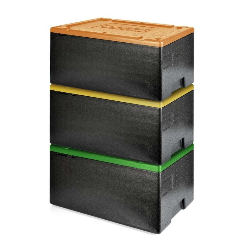 Conteneur isotherme GN1/1 45 L - 600x400x300mm - couvercle de couleur - Polibox Crystal 240