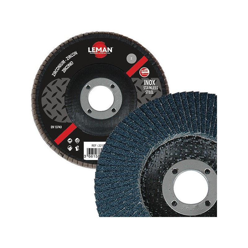 Lot de 10 Disque à lamelles plat 115x22,23 Zirconium - LEMAN