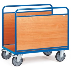 Chariot avec plateau et 2 ridelles latérales en bois - 600 kg - FETRA