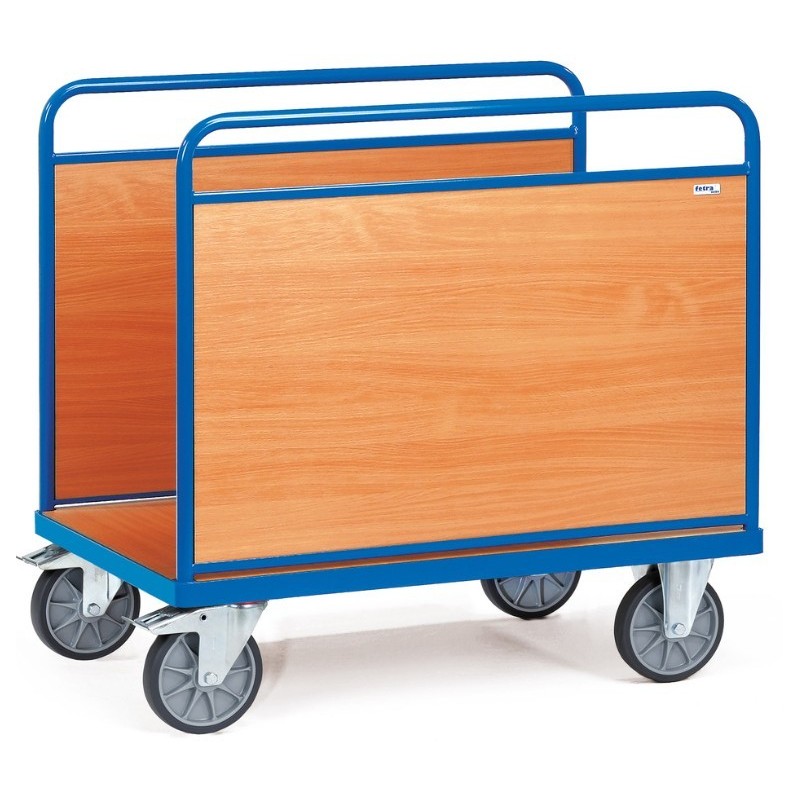 Chariot avec plateau et 2 ridelles latérales en bois - 600 kg - FETRA