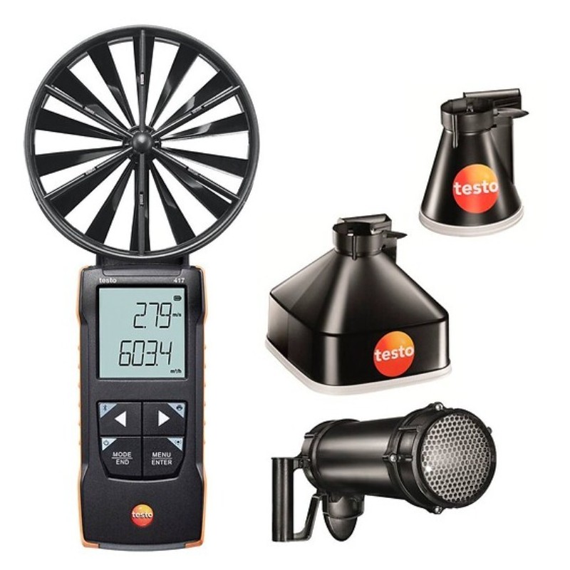 Kit Anémomètre à hélice 100 mm avec jeu de cônes et redresseur de flux TESTO 417