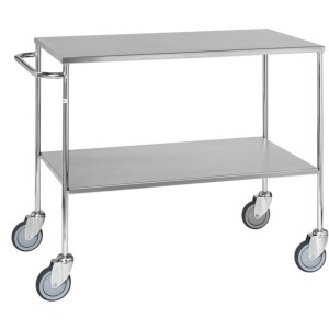 Chariot de service avec 2 étagères inox