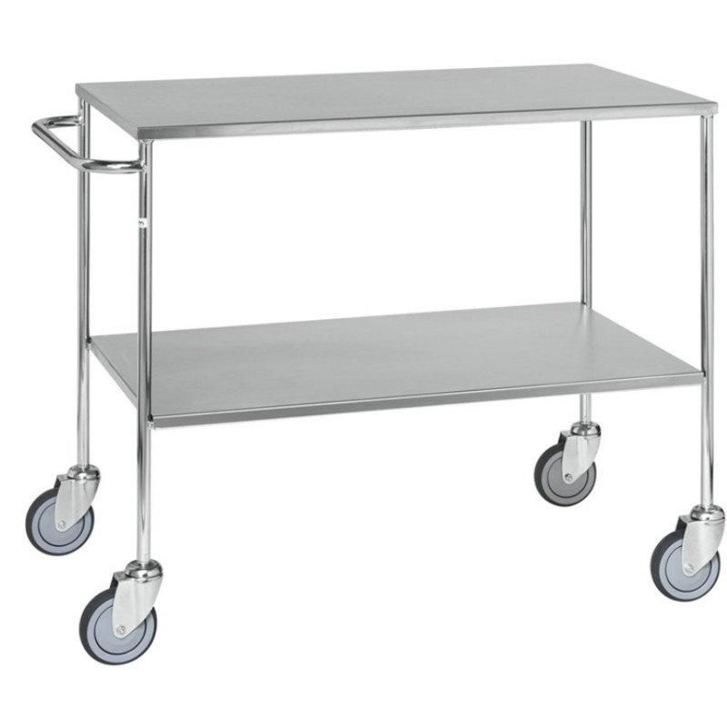 Chariot de service avec 2 étagères inox