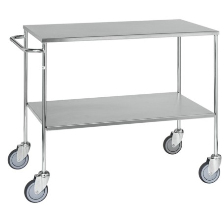 Chariot de service avec 2 étagères inox