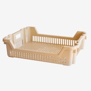 Caisse à viennoiseries ajourée empilable emboîtable 610 x 500 x 155 mm - 33 L - Beige