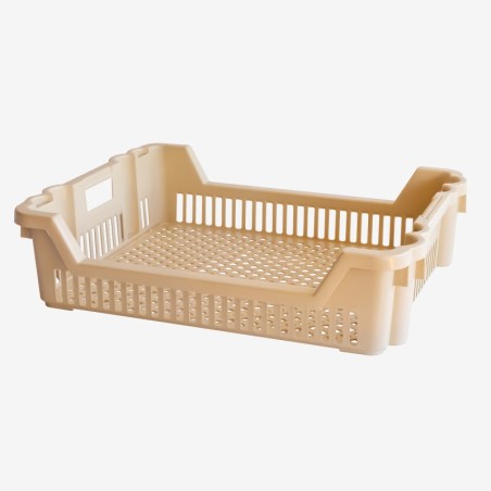 Caisse à viennoiseries ajourée empilable emboîtable 610 x 500 x 155 mm - 33 L - Beige