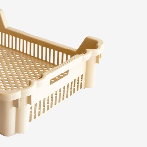 Caisse à viennoiseries ajourée empilable emboîtable 610 x 500 x 155 mm - 33 L - Beige