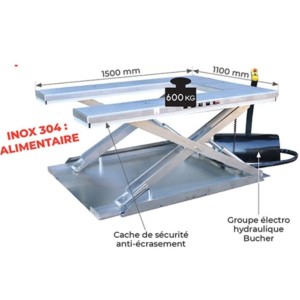 Table élévatrice électrique inox plateau en U 600 kg