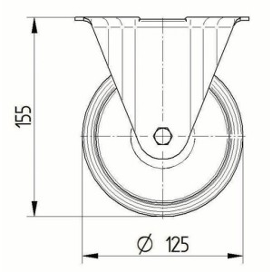 Roulette fixe 125mm en acier et polyamide et platine - TENTE