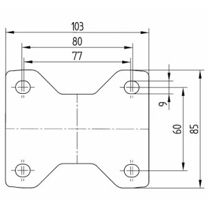 Roulette fixe 125mm en acier et polyamide et platine - TENTE