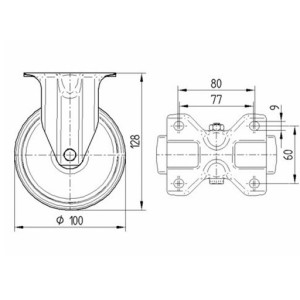 Roulette fixe 100mm en acier et polyamide avec platine - TENTE