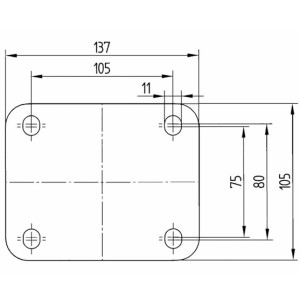 Roulette pivotante à frein 125mm en acier et polyuréthane avec platine 500kg - TENTE