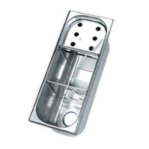 Rince doseur 270x110x120mm  inox avec 2 trous en dessous