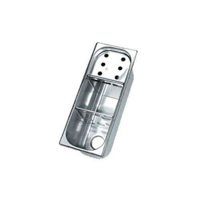 Rince doseur 270x110x120mm  inox avec 2 trous en dessous