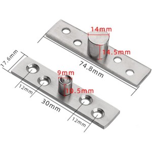 Lot de 2 charnières pivotantes à 360° 75x17 mm en acier inoxydable - Pivot de porte caché