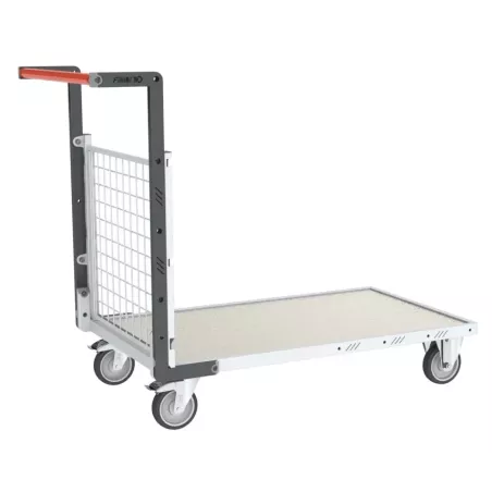 Chariot modulaire grillagé 1 dossier avec plateau tôle galva 1000 x 600 mm - 250 kg