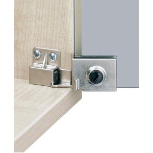 Charnière de porte en verre 170° - verre/bois - zamak nickelé mat