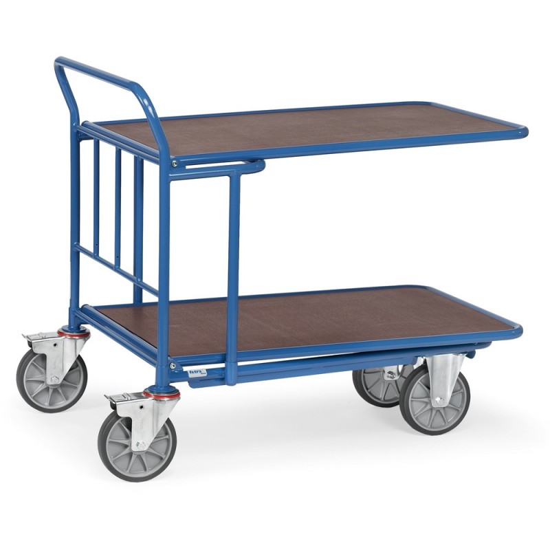 Chariot emboîtable avec dossier de poussée et 2 plateaux