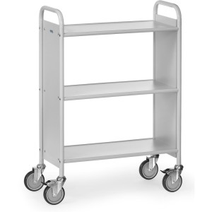 Chariot de bureau 150 kg avec 3 plateaux et panneaux latéraux fermés