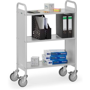 Chariot de bureau 150 kg avec 3 plateaux et panneaux latéraux fermés