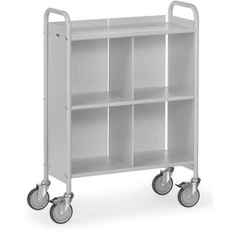 Chariot de bureau 150 kg avec 3 plateaux avec 1 séparation et 1 cloison arrière