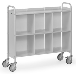 Chariot de bureau 150 kg avec 3 plateaux 1 séparation et 2 cloisons arrière