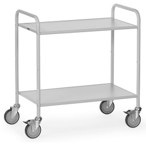 Chariot de bureau 150 kg avec 2 plateaux et panneaux latéraux ouverts