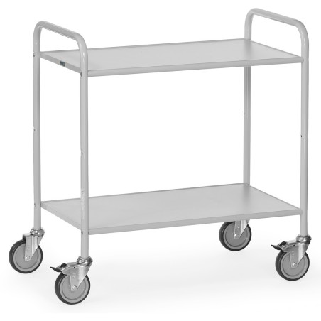Chariot de bureau 150 kg avec 2 plateaux et panneaux latéraux ouverts