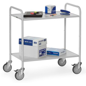 Chariot de bureau 150 kg avec 2 plateaux et panneaux latéraux ouverts