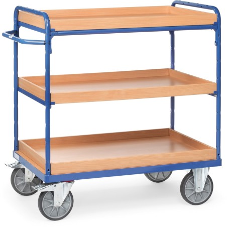 Chariot haut à caissettes avec 3 étagères
