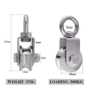 Poulie de renvoi avec mousqueton M8